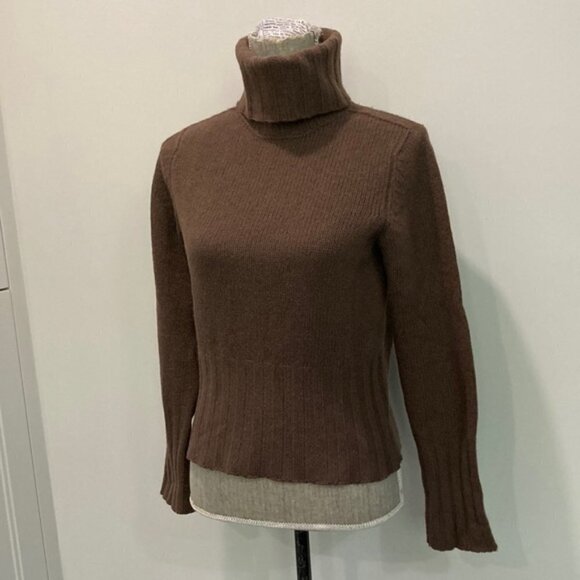 SISLEY Turtleneck Sweater Brown Wool Chunky Angora - Picture 6 of 12